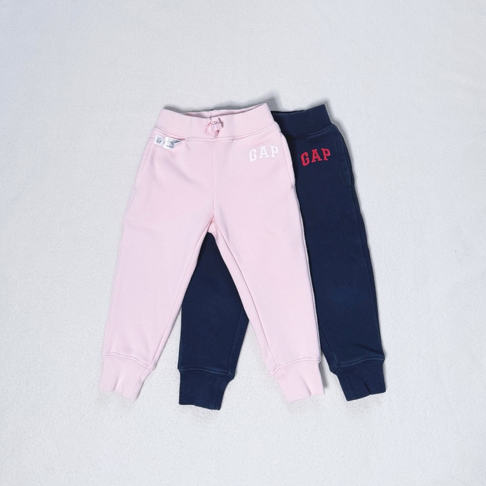 Baby Gap Toddler Girl Kids Fleece Jogger Sweatpants Navy Blue Pink Cotton 2T 2pc